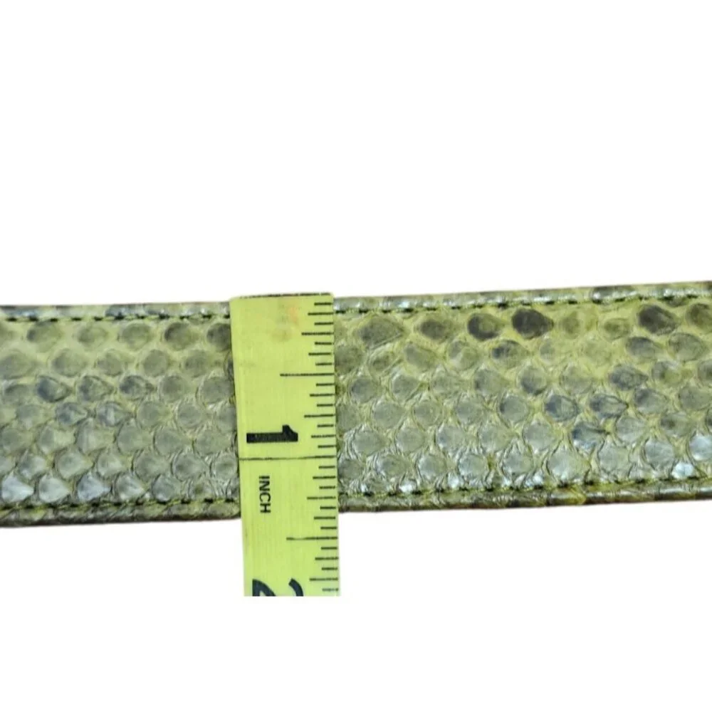 Claris Virot Baby Belt Khaki Python Leather Snap Belt Buckle Not Included